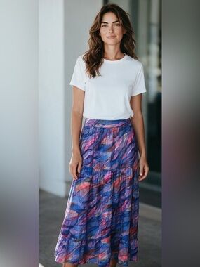 Anthropologie Self Contrast Maxi Skirt
